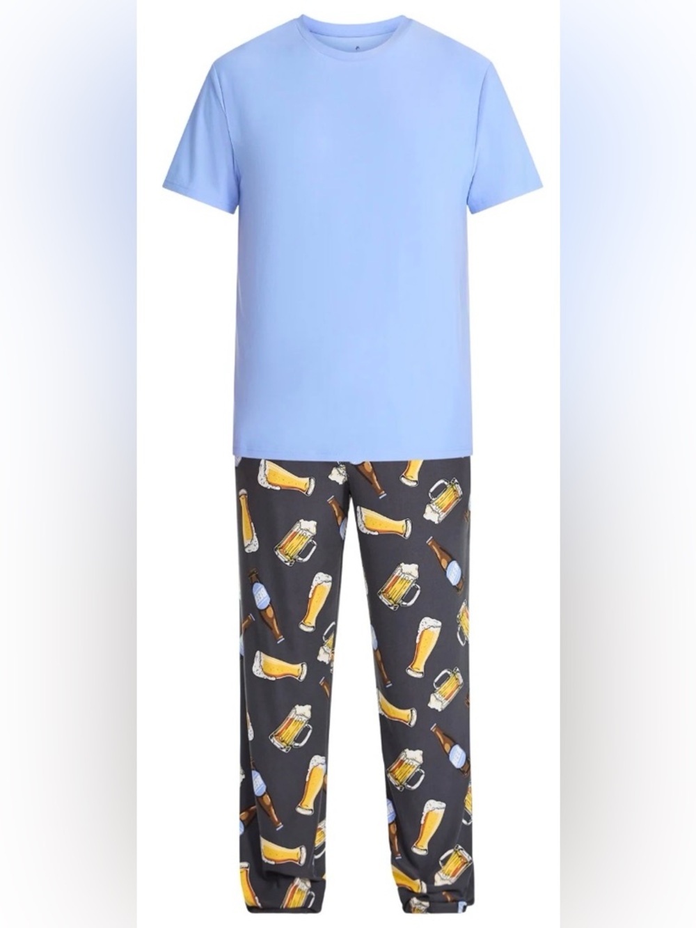 Fox + Badger Men's Short Sleeve Top and Pajama Pants Sleep Set, 2-Piece